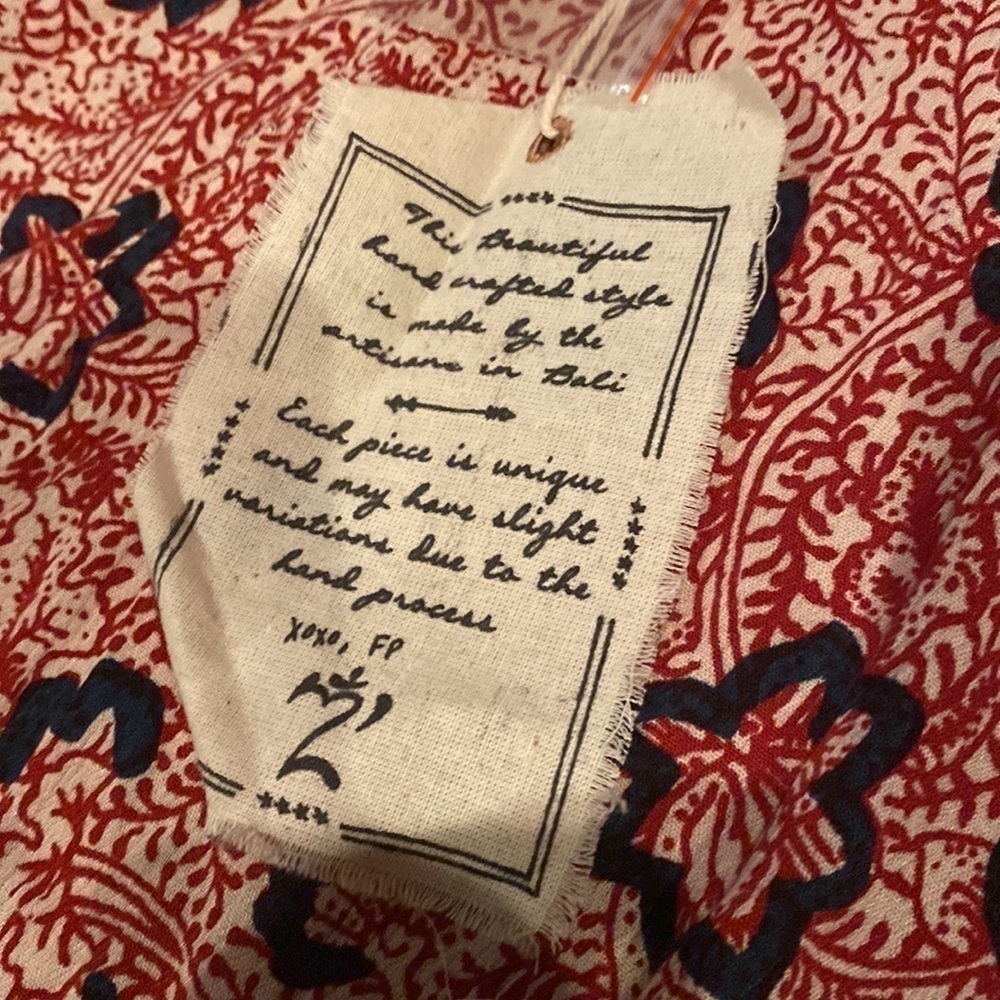 FREE PEOPLE burgundy, cream, and navy Boho one-shoulder jumpsuit - Picture 4 of 9